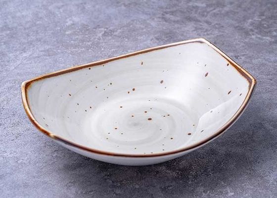 12 Inch Boat Shape Deep Salad Ceramic Dinner Plate With Rim