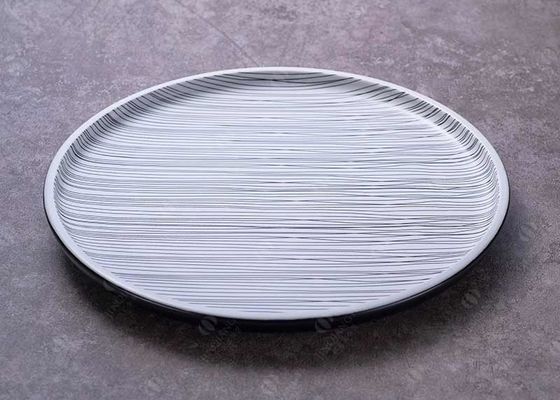 OEM ODM White And Black Line Round Ceramic Dinner Plate