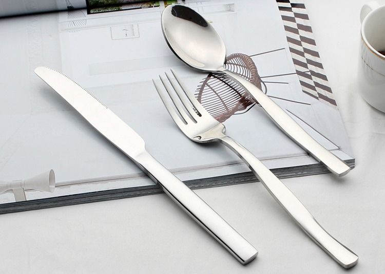 Glossy 25Pcs Stainless Steel Cutlery Flatware Set For Restaurant