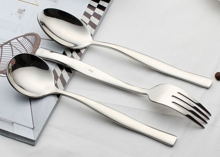 Glossy 25Pcs Stainless Steel Cutlery Flatware Set For Restaurant