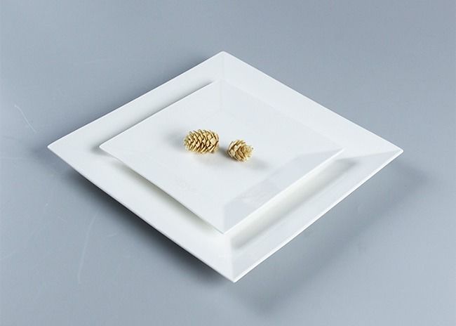 CIQ Approved Lightweight 4PCS Plain White Square Dishware Sets