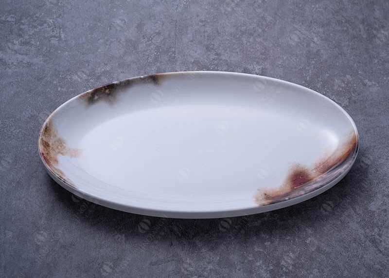 Odorless Ceramic Dinner Plate Oval Fish Serving Plate